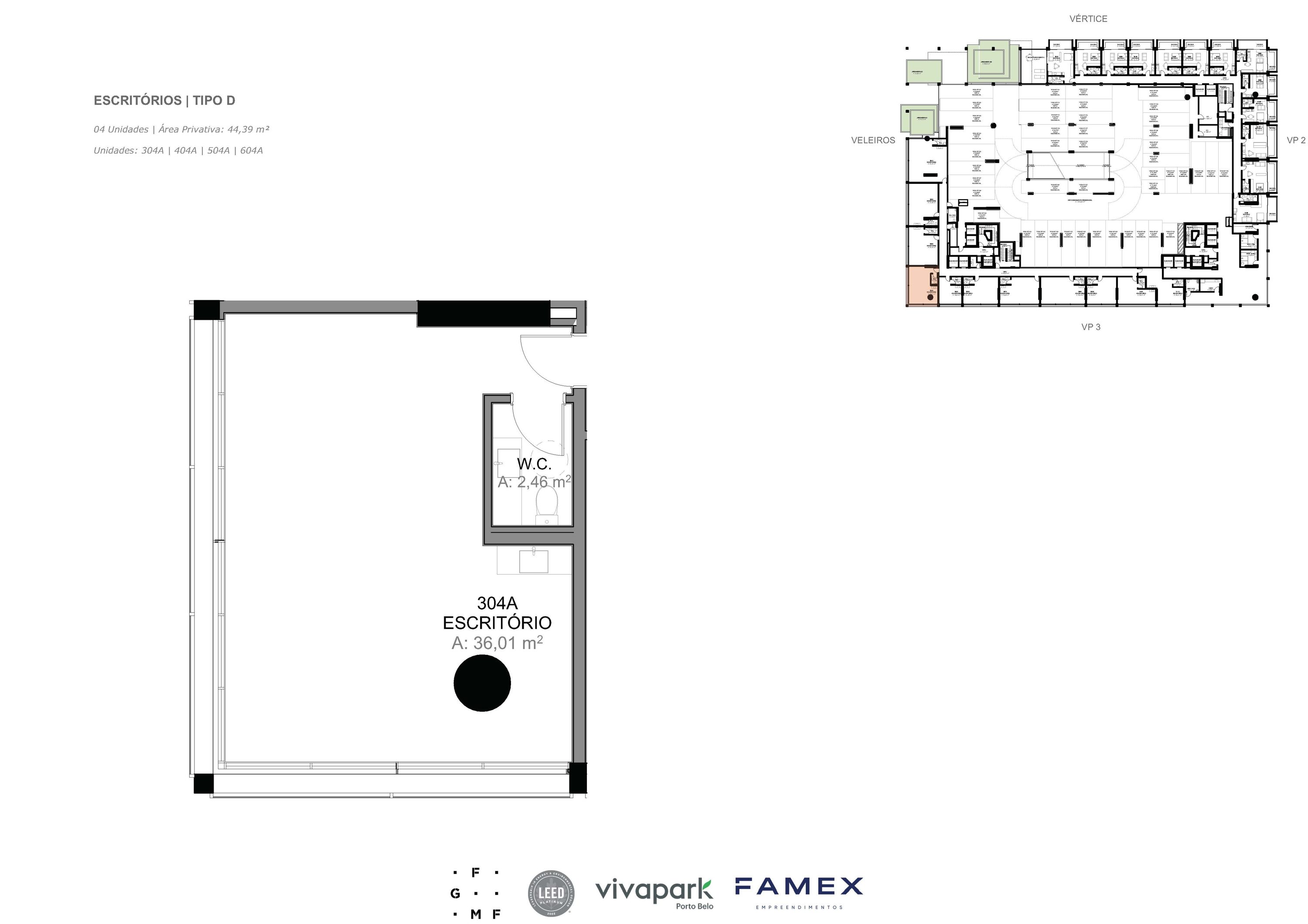 Escritório · Tipo D · 44,39 m²