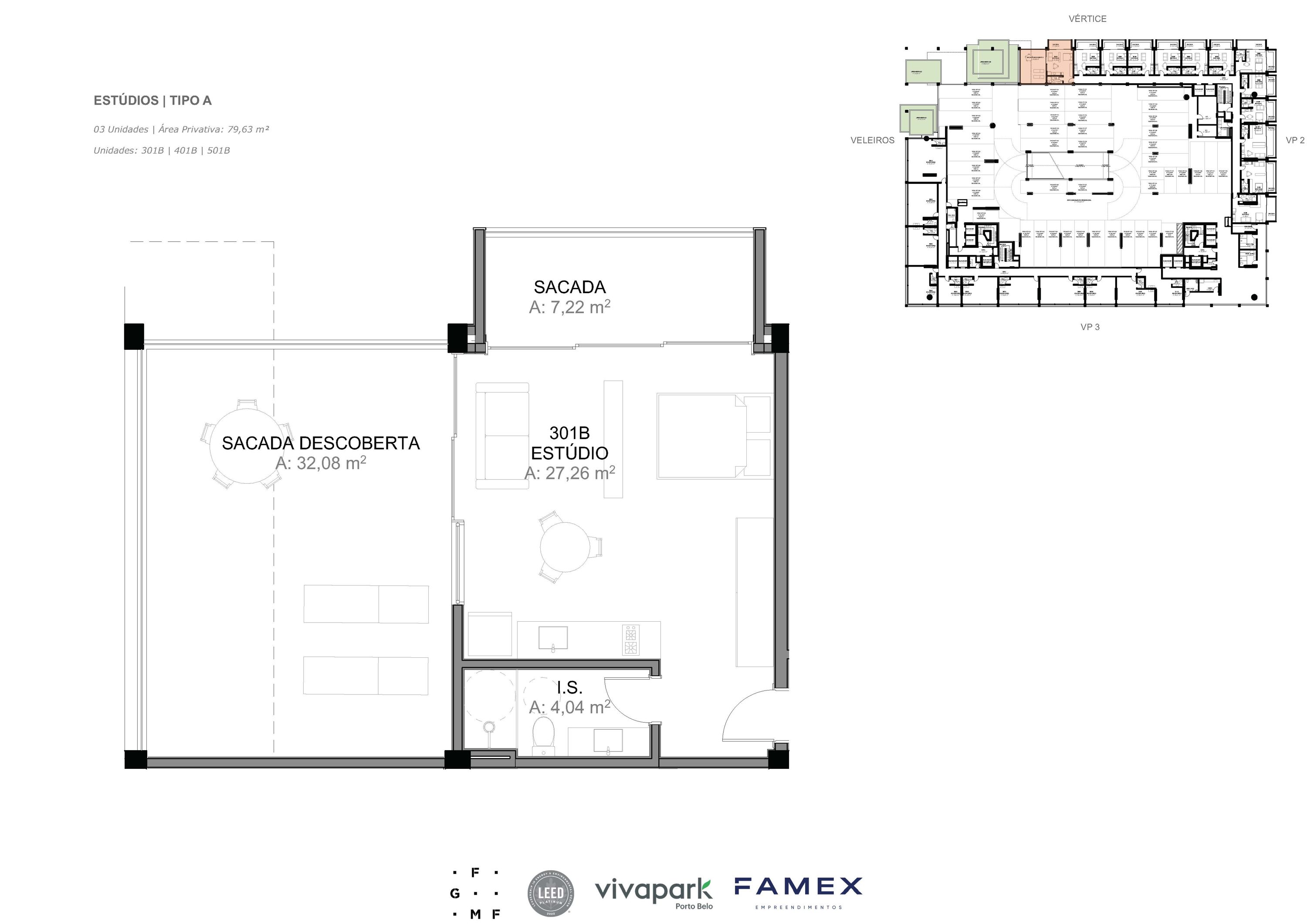 Estúdio · Tipo A · 79,63 m²
